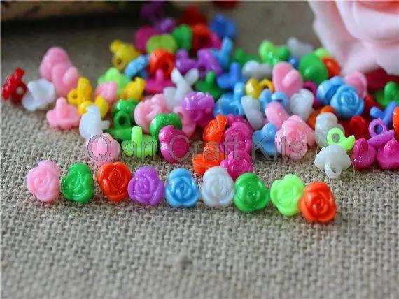 1000pcs Rainbow Flower Colorful Children Plastic Sewing Sew On Buttons Shank Set 12mm